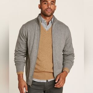 Alan Flusser Full Zip 💯 Cotton Gray Sweater Size XXL